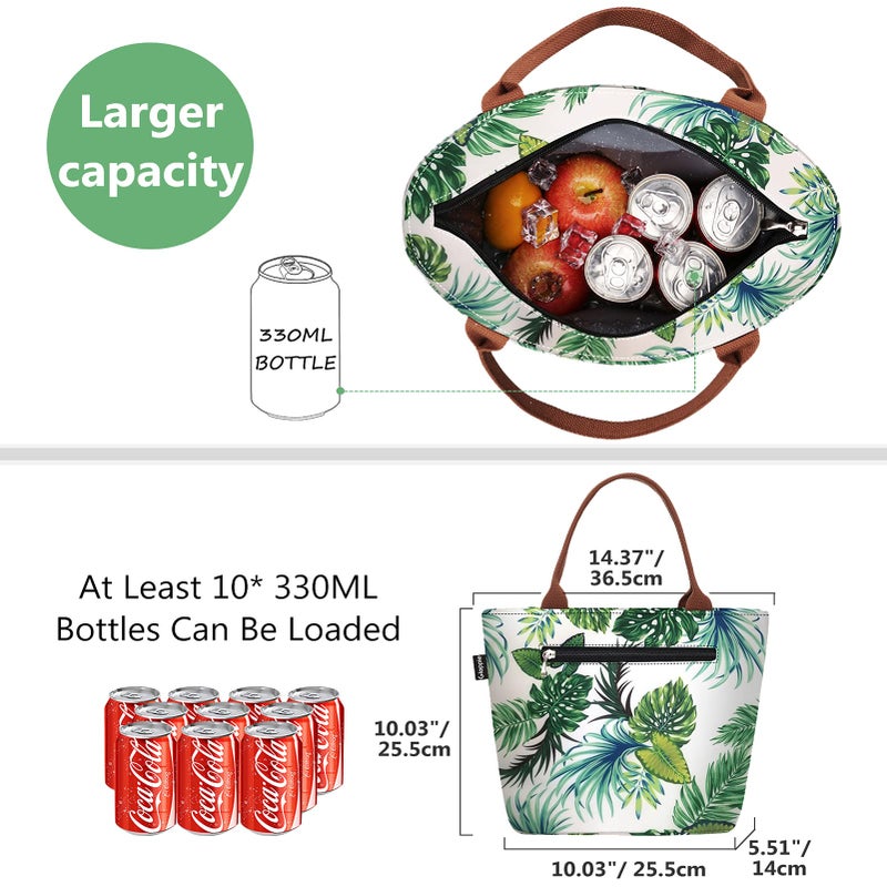 Gloppie Insulated Lunch Tote for Women | 9L Leakproof Cooler Bag with Palm Leaf Design | Thermal Work Lunch Bag for Office, Gym & Picnic - Image 3